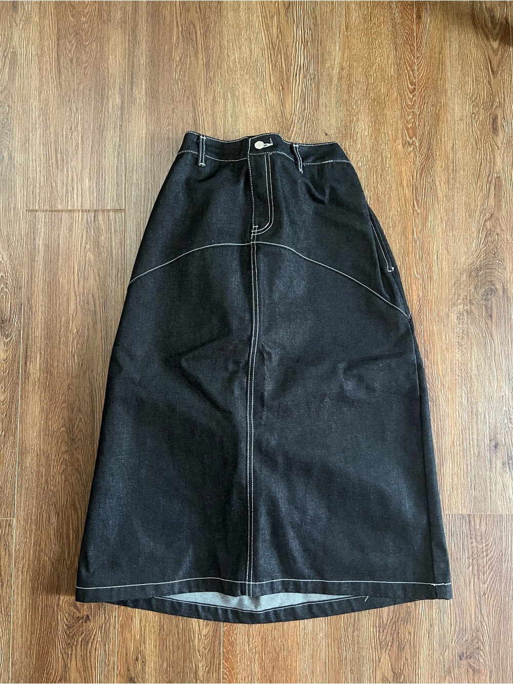 Estudio Niksen black a-line denim midi skirt